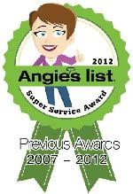 7 consecutive years of Angie's List Super Service Awards