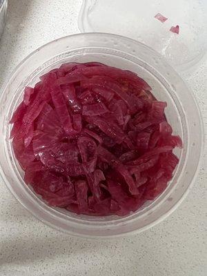 Pickled red onions, delicious!