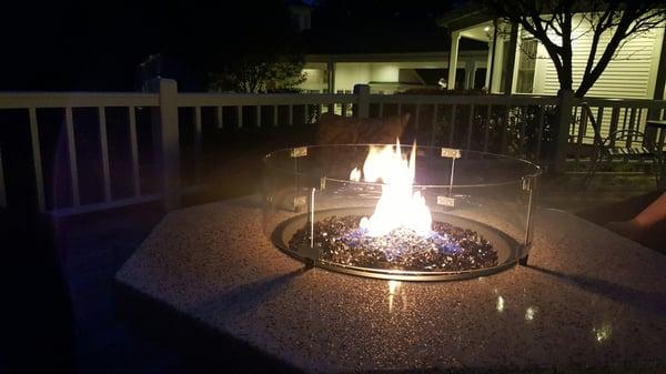 Fire pit on outdoor patio.