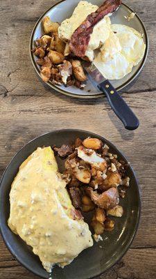 The Sofa King (Top) & All American Omelet, same exact thing basically except mine is put into Omelet form