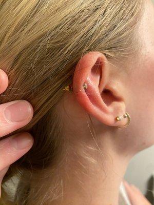 Cartilage piercing.