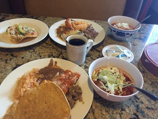 Sunday Buffet; ceviche, chille relleno, rice, beans, enchiladas, menudo, fresh made tortillas, posole, tostadas! Delisioso¡