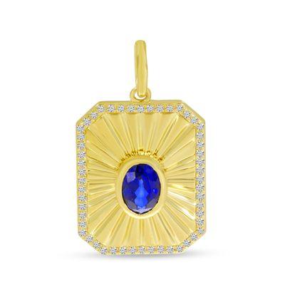 14K Yellow Gold Sapphire and Diamond pendant.