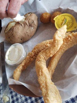 Fish sub baked potato for fries.