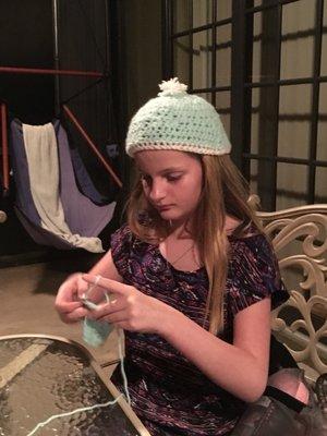 Allison's first project, a hat!