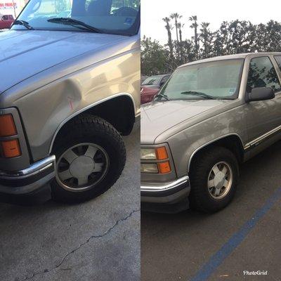 Drivers side dent: Before and After