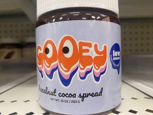 Gooey-Hazel nut cocoa spread. Low in sugar.