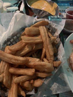 Beer battered fries with cheese