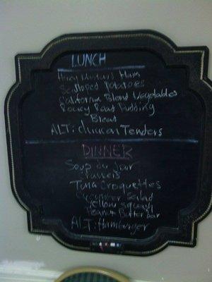 Menu for Lunch and Dinner