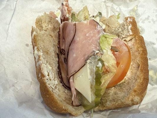 Dry, awful, Black Forest Ham sandwich without black pepper, Red Wine Vinegar, or yellow mustard.