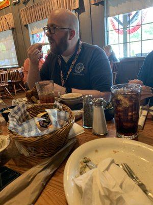 Roy throwing down on some Southern Fried Chicken!