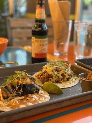 Blackened Taco (fish) and roasted taco (pork)