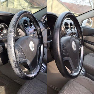 Steering wheel before and after