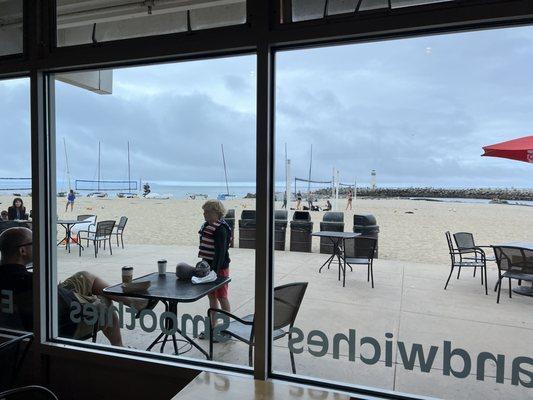 View of beach from inside