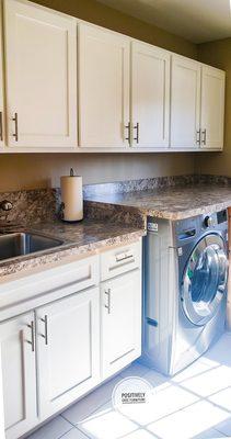 New shaker doors/ drawers with new countertop to complete the look