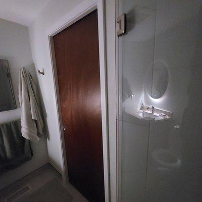 Hall bath pocket door