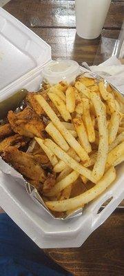 Mardi Gras wing and fries