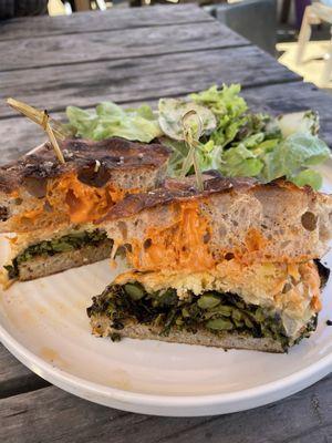 Charred Broccoli and Kraut Sandwich