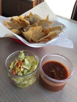 Chips, salsa, and cabbage