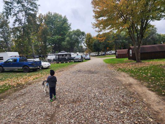 View walking down the cabins