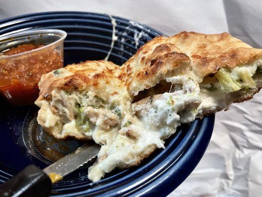 Euro Pizza -- Broccoli and Chicken Calzone