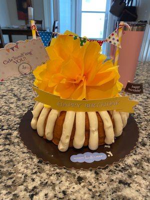 Strawberry and Crème Bundt Birthday Cake.