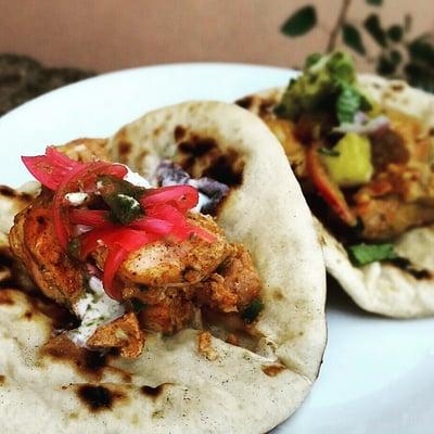 Indian-style tacos on mini naan