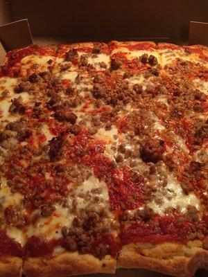 Sicilian pizza with sausage