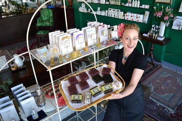 The owner Indigo with some soaps we just made!