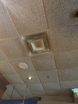 Ceiling above the tables