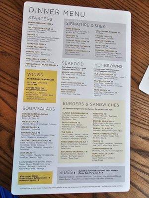 Dinner Menu