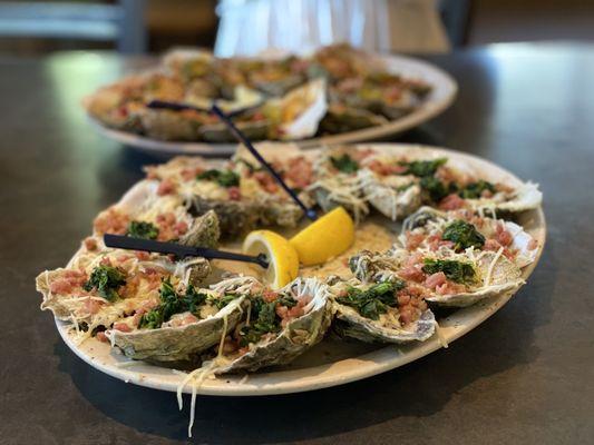 Oyster Rockefeller (dozen) (shredded Parmesan cheese, bacon, and spinach)