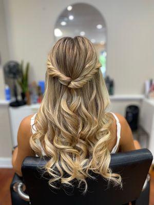 Bridal updo + highlights by Allison.