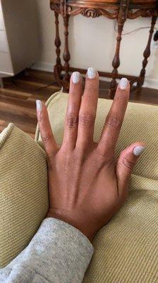 Well done dip manicure on natural nails.