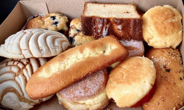 Box of delight: various Mexican-style sweetbreads and pastries.