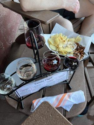 Combo flight of wine (10/10) and Cindy's onion dip (also a 10/10)