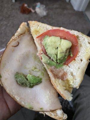 1 piece of meat and no bacon small portion of avocado