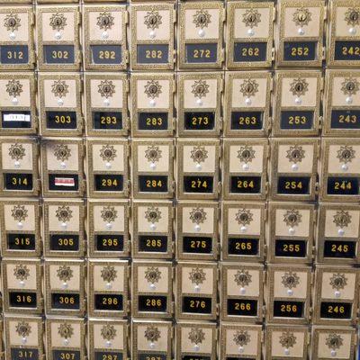 Look at these pretty post office mail boxes...