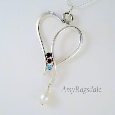 sterling heart with your birthstones