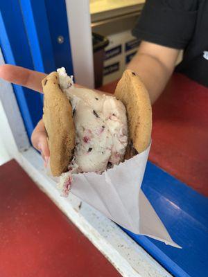 White chocolate raspberry truffle cookie sandwich