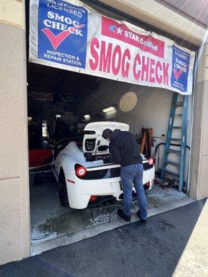 Inspecting the engine bay