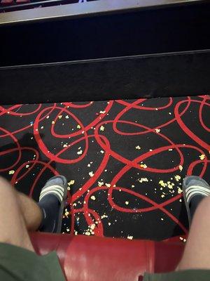 Show up to the movie and my seat is covered in popcorn floor hasn't been steeped up before last movie. Trash all over seat.