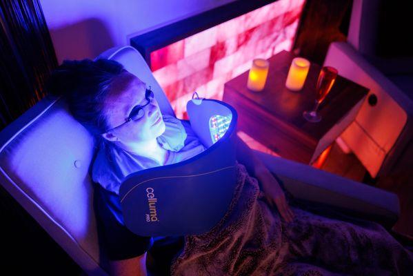 Celluma Light Therapy in the Salt Room.