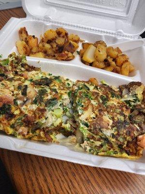 Veggie Omlette with Sausage and Home Fries