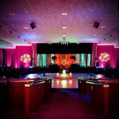 indian wedding garba setup at the bahia shrine in orlando.