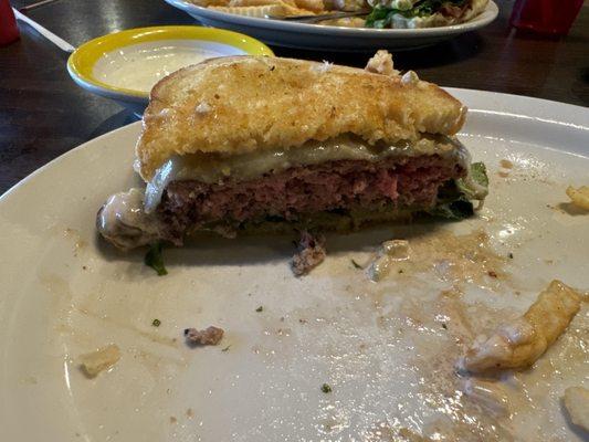 Logger Burger with pepper jack.