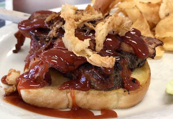 Open faced meatloaf sandwich...BBQ flavor.  Not bad, but the sourdough toast (killer) was actually the highlight of the sandwich.