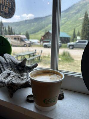 Excellent cappuccino (with almond milk) after a incredibly gorgeous hike at Rustlers Gulch.