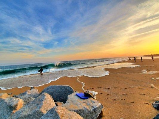 The Wedge is a great place to watch surfers at sunset