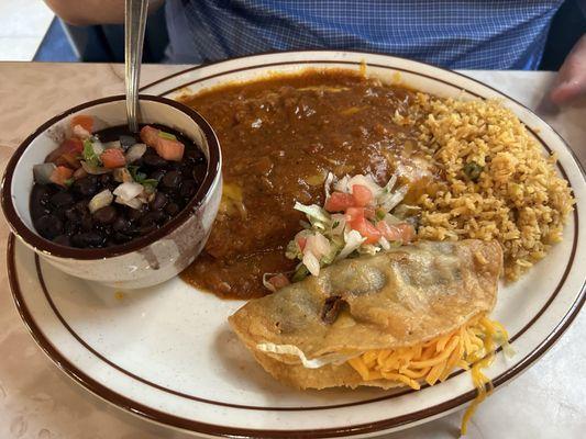 Don't remember the name on the menu (Beef taco, beef enchilada and cheese enchilada).